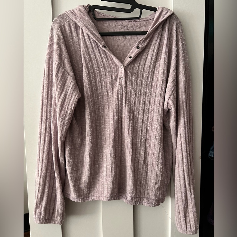 American Eagle soft &sexy plush hooded henley